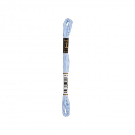 Meada de linha de bordar Anchor Stranded Cotton, filosele cor 120 azul
